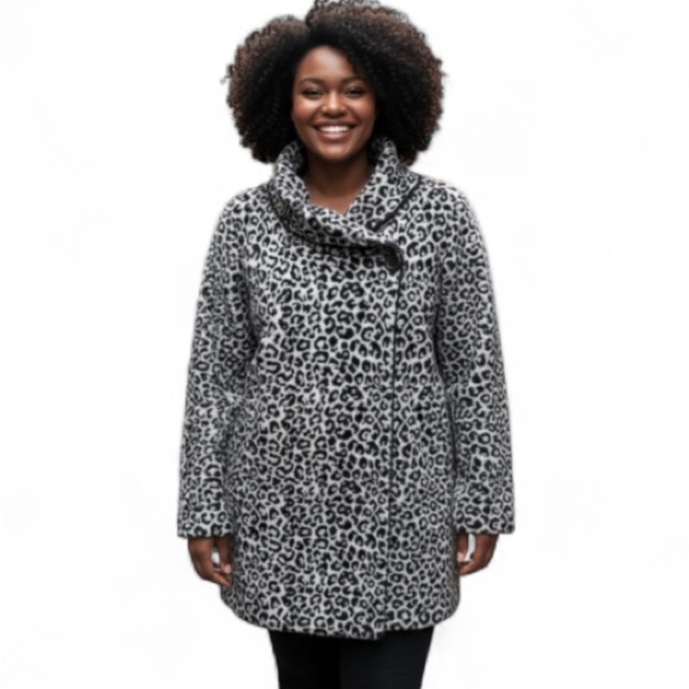 Leopard Print Sweater jacket wool blend knit Christian Siriano size 2X